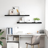 Floating Wall Shelves 2 pcs Black 120x23.5x3.8 cm MDF - Side View
