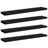 Floating Wall Shelves 4 pcs Black 120x23.5x3.8 cm MDF - Front View