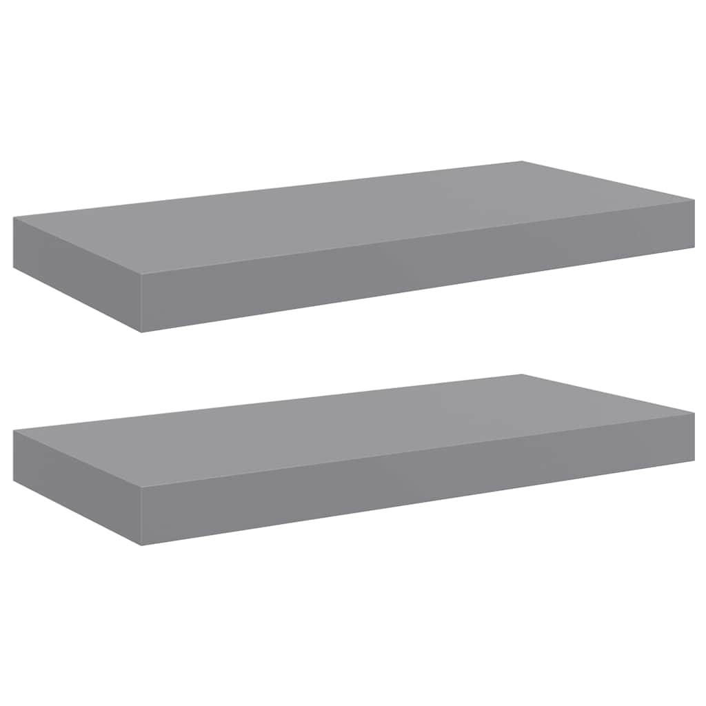 Floating Wall Shelves 2 pcs Grey 50x23.5x3.8 cm MDF