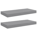 Floating Wall Shelves 2 pcs Grey 50x23.5x3.8 cm MDF