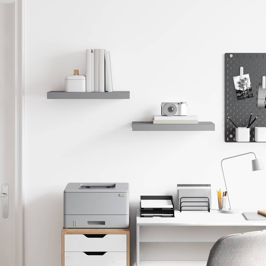 Floating Wall Shelves 2 pcs Grey 50x23.5x3.8 cm MDF