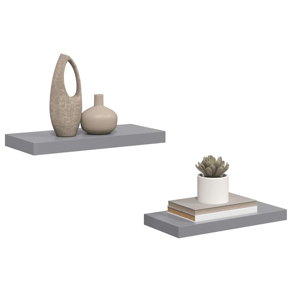 Floating Wall Shelves 2 pcs Grey 50x23.5x3.8 cm MDF
