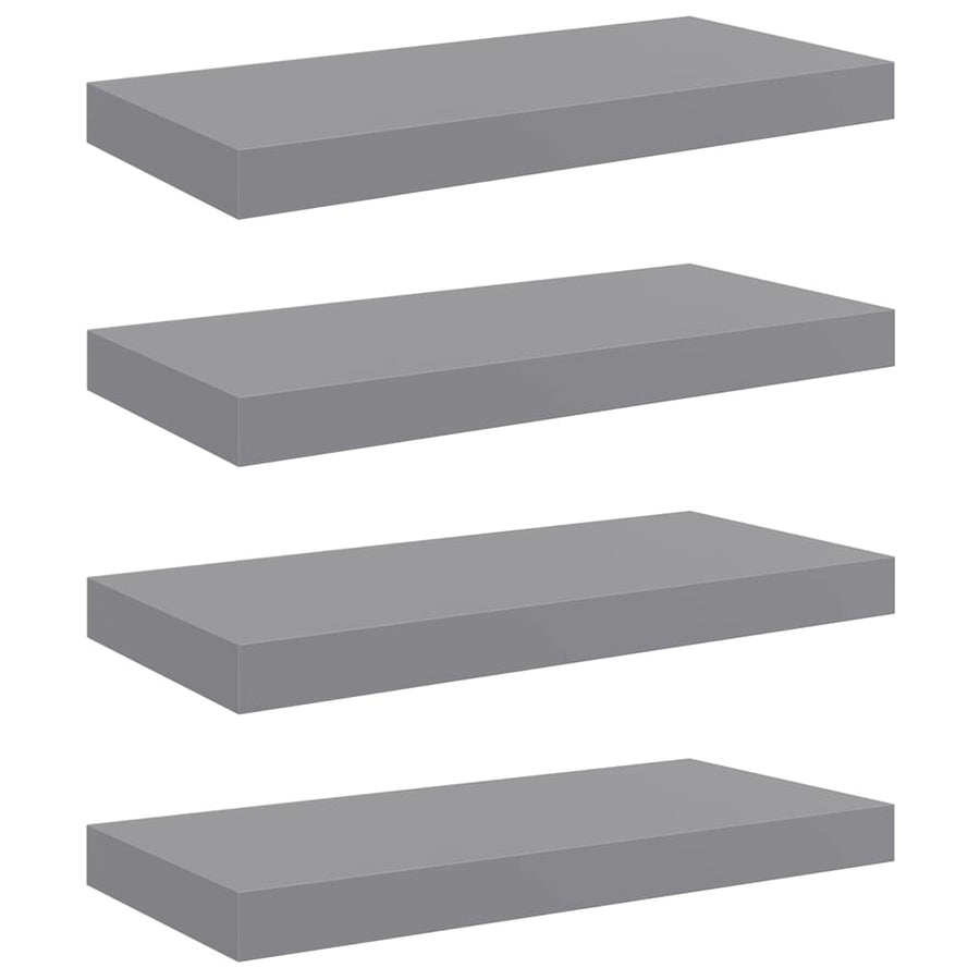 Floating Wall Shelves 4 pcs Grey 50x23.5x3.8 cm MDF