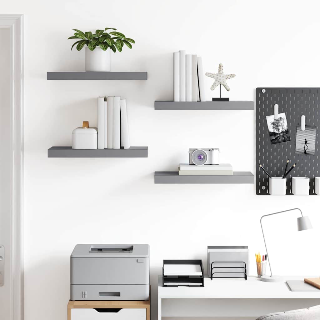 Floating Wall Shelves 4 pcs Grey 50x23.5x3.8 cm MDF