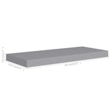 Floating Wall Shelf Grey 60x23.5x3.8 cm MDF - Close-Up Angle