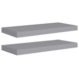 Floating Wall Shelves 2 pcs Grey 60x23.5x3.8 cm MDF - Front View