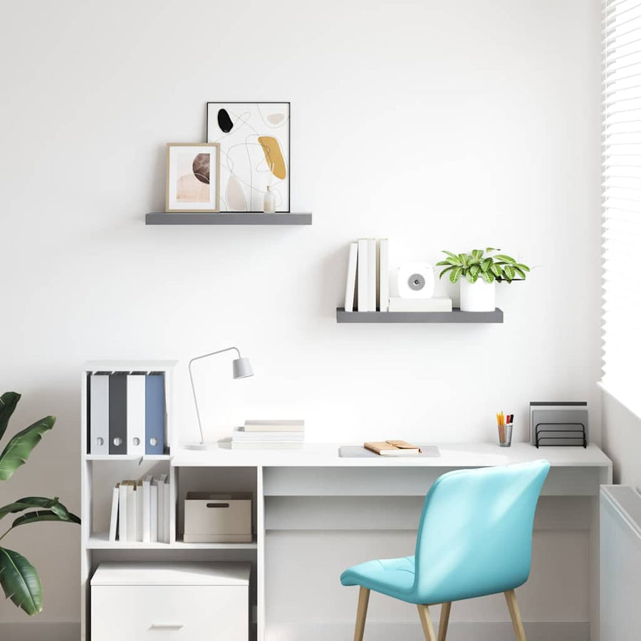 Floating Wall Shelves 2 pcs Grey 60x23.5x3.8 cm MDF