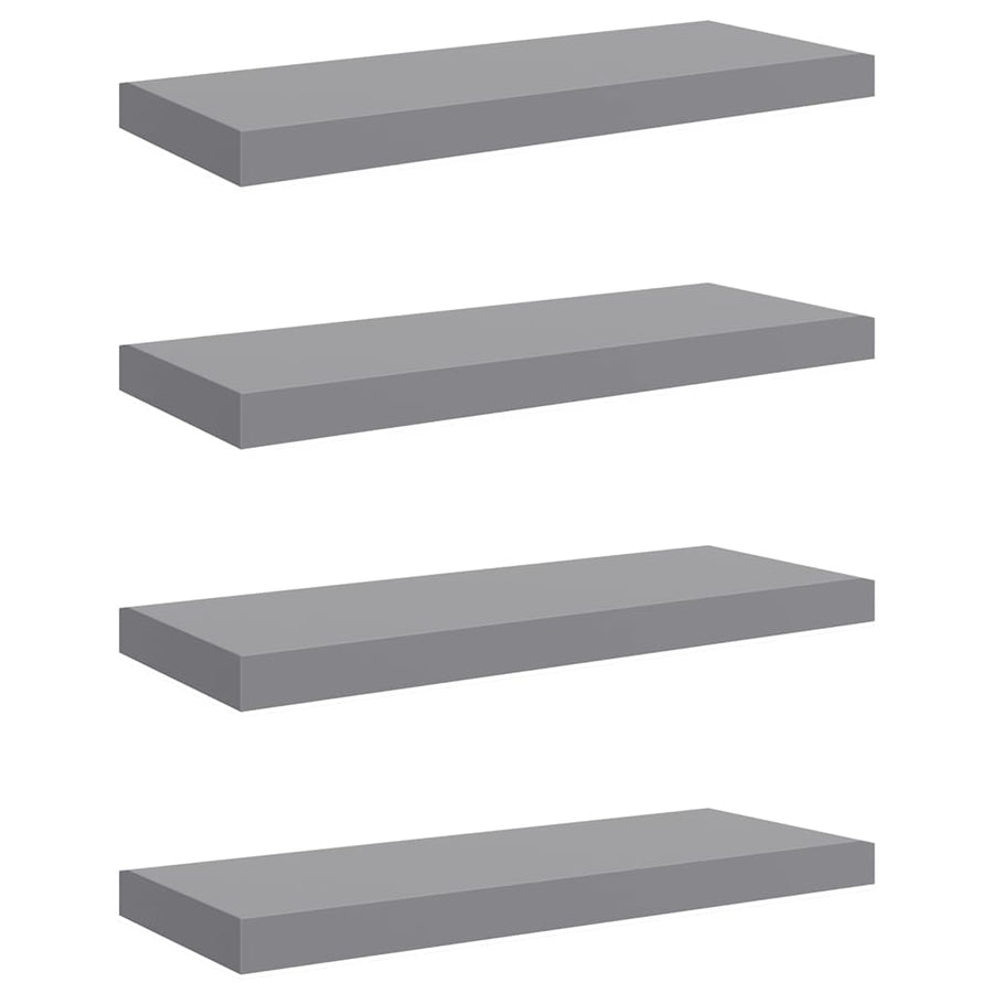 Floating Wall Shelves 4 pcs Grey 60x23.5x3.8 cm MDF