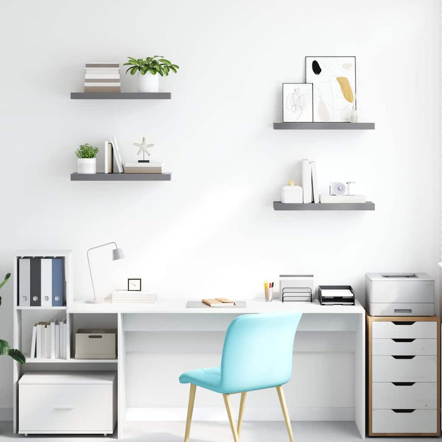 Floating Wall Shelves 4 pcs Grey 60x23.5x3.8 cm MDF