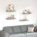 Floating Wall Shelves 4 pcs Grey 60x23.5x3.8 cm MDF