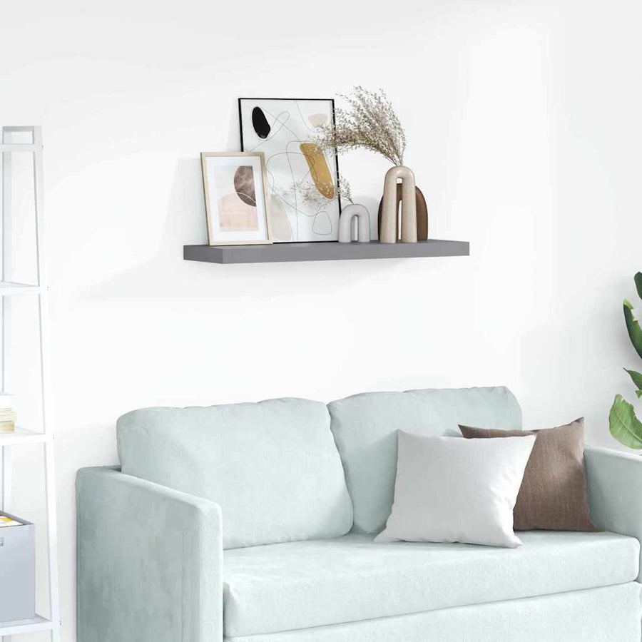Floating Wall Shelf Grey 80x23.5x3.8 cm MDF