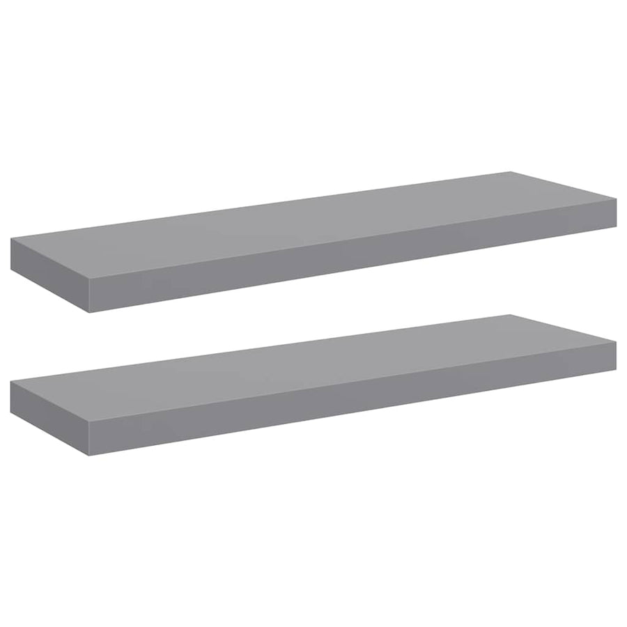 Floating Wall Shelves 2 pcs Grey 80x23.5x3.8 cm MDF