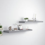 Floating Wall Shelves 2 pcs Grey 80x23.5x3.8 cm MDF