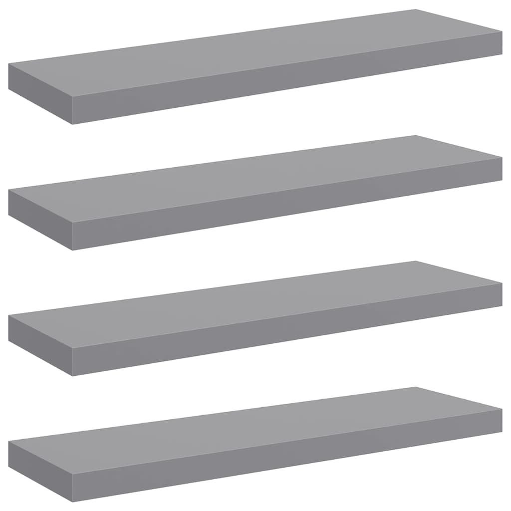 Floating Wall Shelves 4 pcs Grey 80x23.5x3.8 cm MDF