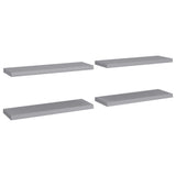 Floating Wall Shelves 4 pcs Grey 80x23.5x3.8 cm MDF - Front View