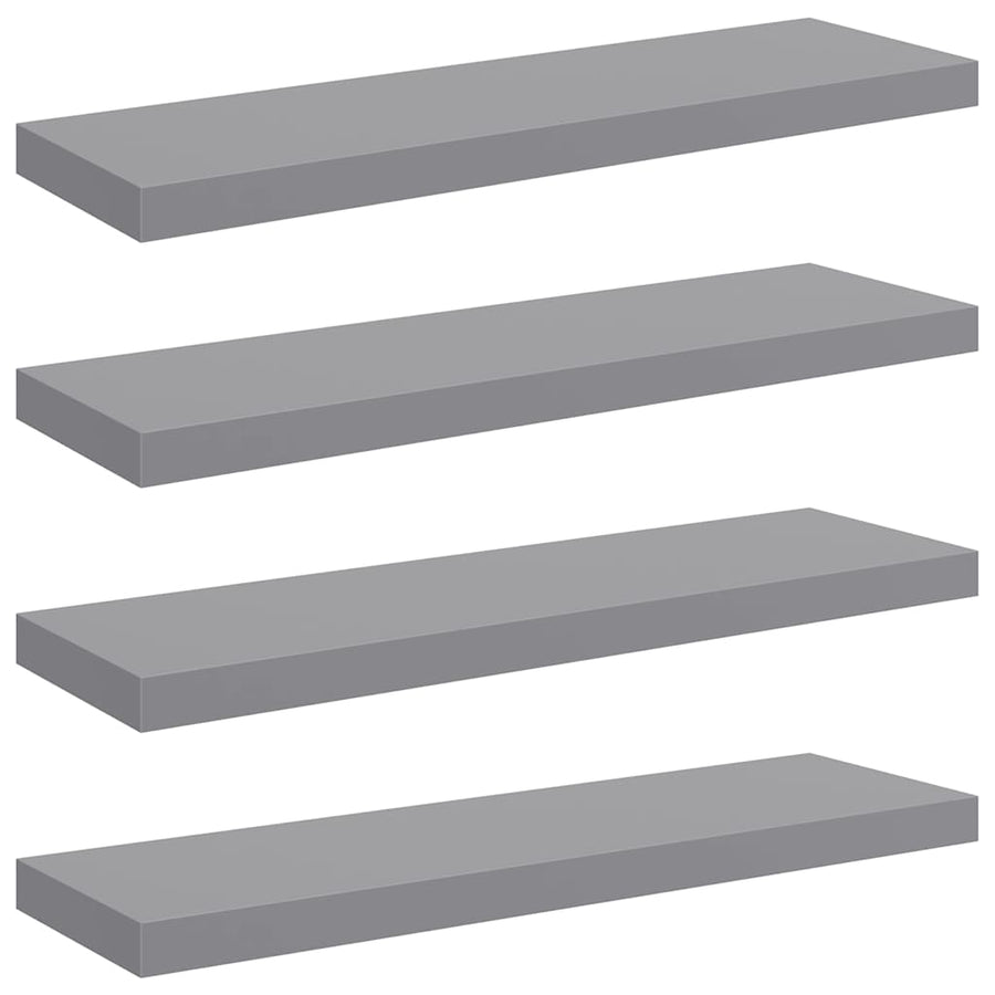 Floating Wall Shelves 4 pcs Grey 80x23.5x3.8 cm MDF