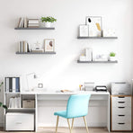 Floating Wall Shelves 4 pcs Grey 80x23.5x3.8 cm MDF