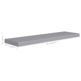 Floating Wall Shelf Grey 90x23.5x3.8 cm MDF - Close-Up Angle