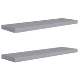 Floating Wall Shelves 2 pcs Grey 90x23.5x3.8 cm MDF - Front View