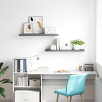 Floating Wall Shelves 2 pcs Grey 90x23.5x3.8 cm MDF