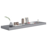 Floating Wall Shelves 2 pcs Grey 90x23.5x3.8 cm MDF - Close-Up Angle