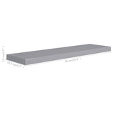 Floating Wall Shelves 2 pcs Grey 90x23.5x3.8 cm MDF - Low Angle