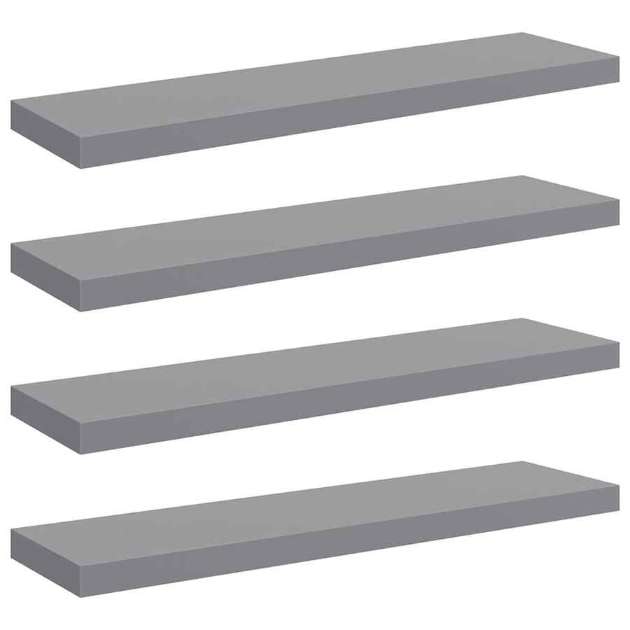 Floating Wall Shelves 4 pcs Grey 90x23.5x3.8 cm MDF