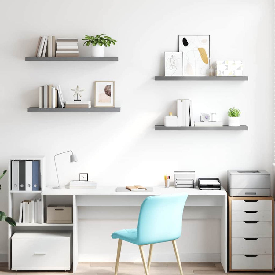 Floating Wall Shelves 4 pcs Grey 90x23.5x3.8 cm MDF