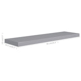 Floating Wall Shelves 4 pcs Grey 90x23.5x3.8 cm MDF - Low Angle