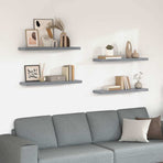 Floating Wall Shelves 4 pcs Grey 90x23.5x3.8 cm MDF