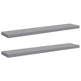 Floating Wall Shelves 2 pcs Grey 120x23.5x3.8 cm MDF