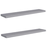 Floating Wall Shelves 2 pcs Grey 120x23.5x3.8 cm MDF - Front View