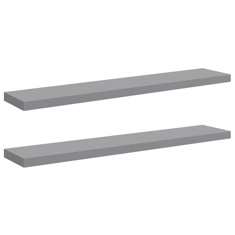 Floating Wall Shelves 2 pcs Grey 120x23.5x3.8 cm MDF