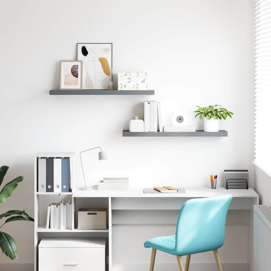 Floating Wall Shelves 2 pcs Grey 120x23.5x3.8 cm MDF