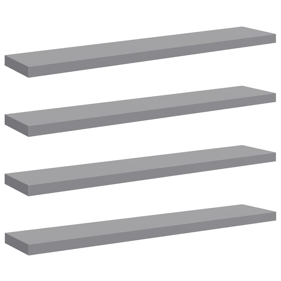Floating Wall Shelves 4 pcs Grey 120x23.5x3.8 cm MDF