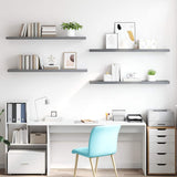 Floating Wall Shelves 4 pcs Grey 120x23.5x3.8 cm MDF - Side View