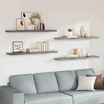 Floating Wall Shelves 4 pcs Grey 120x23.5x3.8 cm MDF