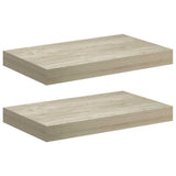 Floating Wall Shelves 2 pcs Oak 40x23x3,8 cm MDF - Front View