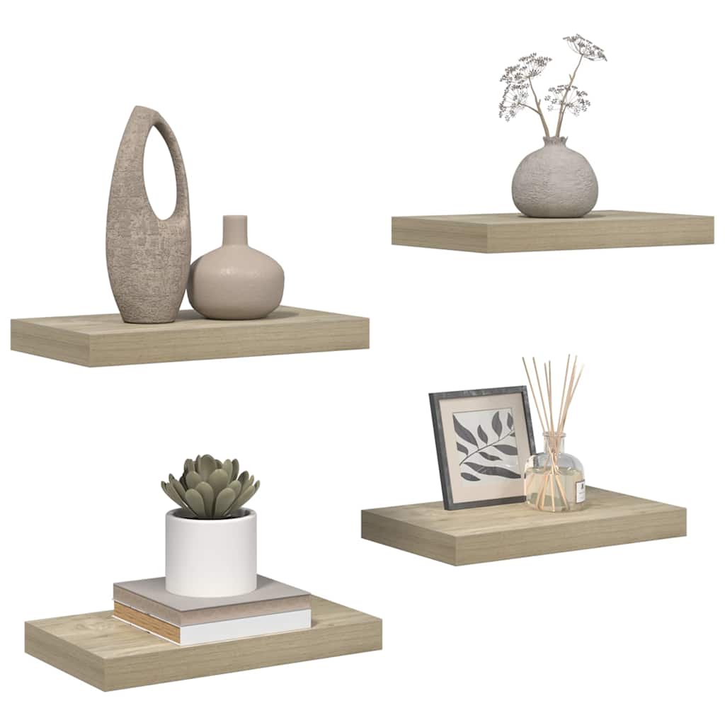 Floating Wall Shelves 4 pcs Oak 40x23x3,8 cm MDF