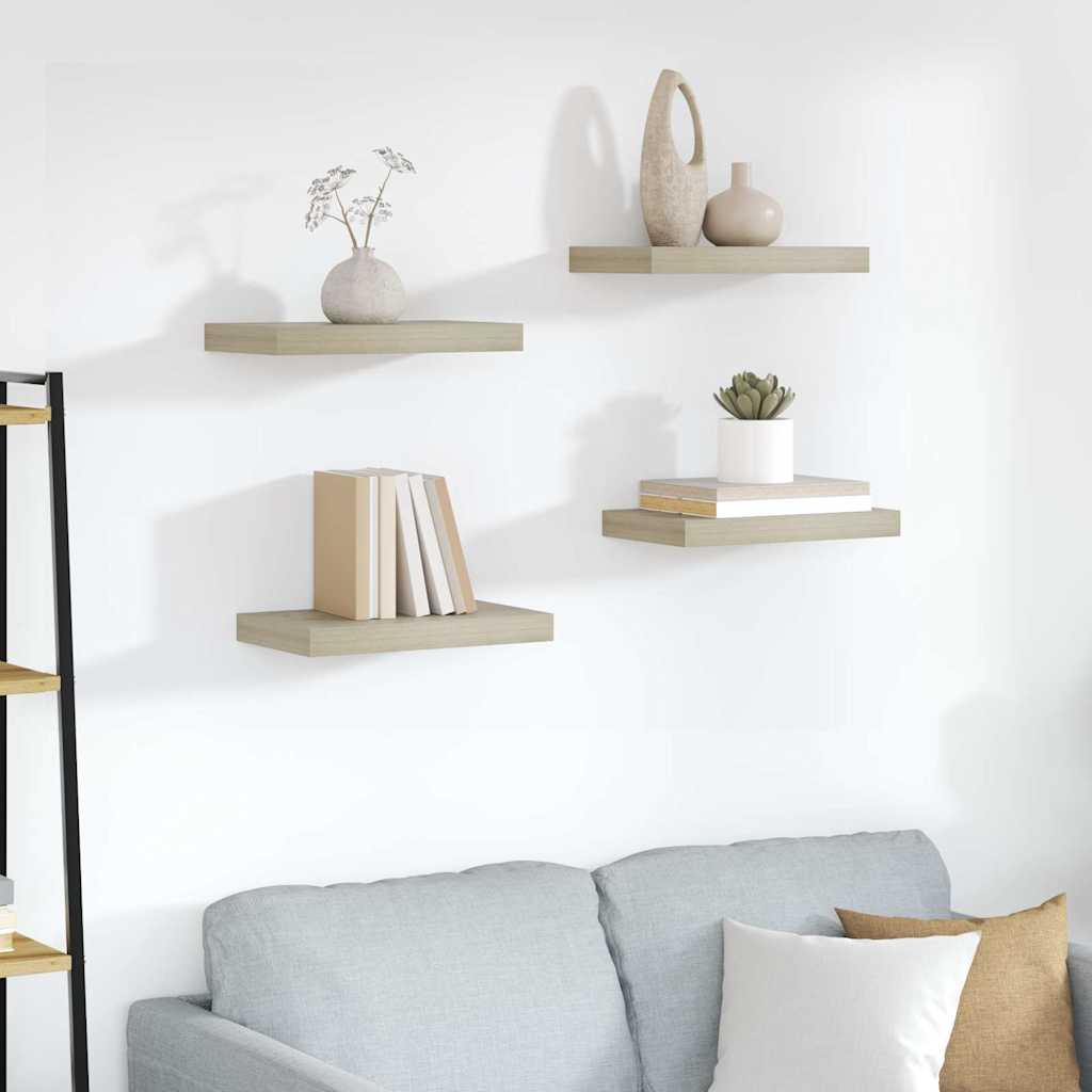 Floating Wall Shelves 4 pcs Oak 40x23x3,8 cm MDF