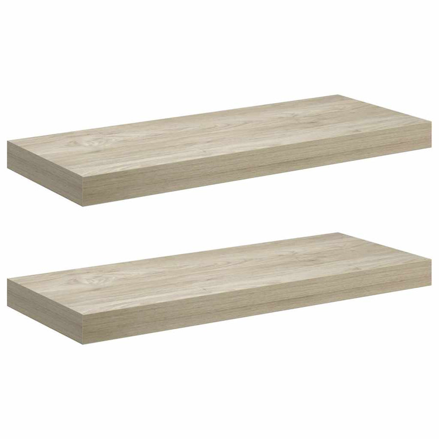 Floating Wall Shelves 2 pcs Oak 60x23.5x3.8 cm MDF