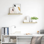 Floating Wall Shelves 2 pcs Oak 60x23.5x3.8 cm MDF