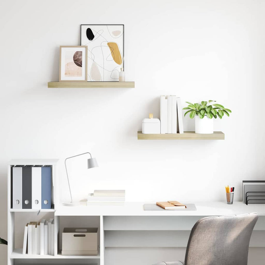 Floating Wall Shelves 2 pcs Oak 60x23.5x3.8 cm MDF
