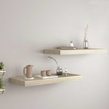 Floating Wall Shelves 2 pcs Oak 60x23.5x3.8 cm MDF - Close-Up Angle