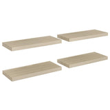 Floating Wall Shelves 4 pcs Oak 60x23.5x3.8 cm MDF - Front View