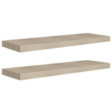 Floating Wall Shelves 2 pcs Oak 80x23.5x3.8 cm MDF - Front View
