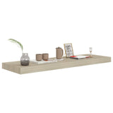 Floating Wall Shelves 2 pcs Oak 80x23.5x3.8 cm MDF - Close-Up Angle