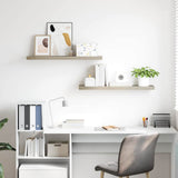 Floating Wall Shelves 2 pcs Oak 90x23,5x3,8 cm MDF - Side View