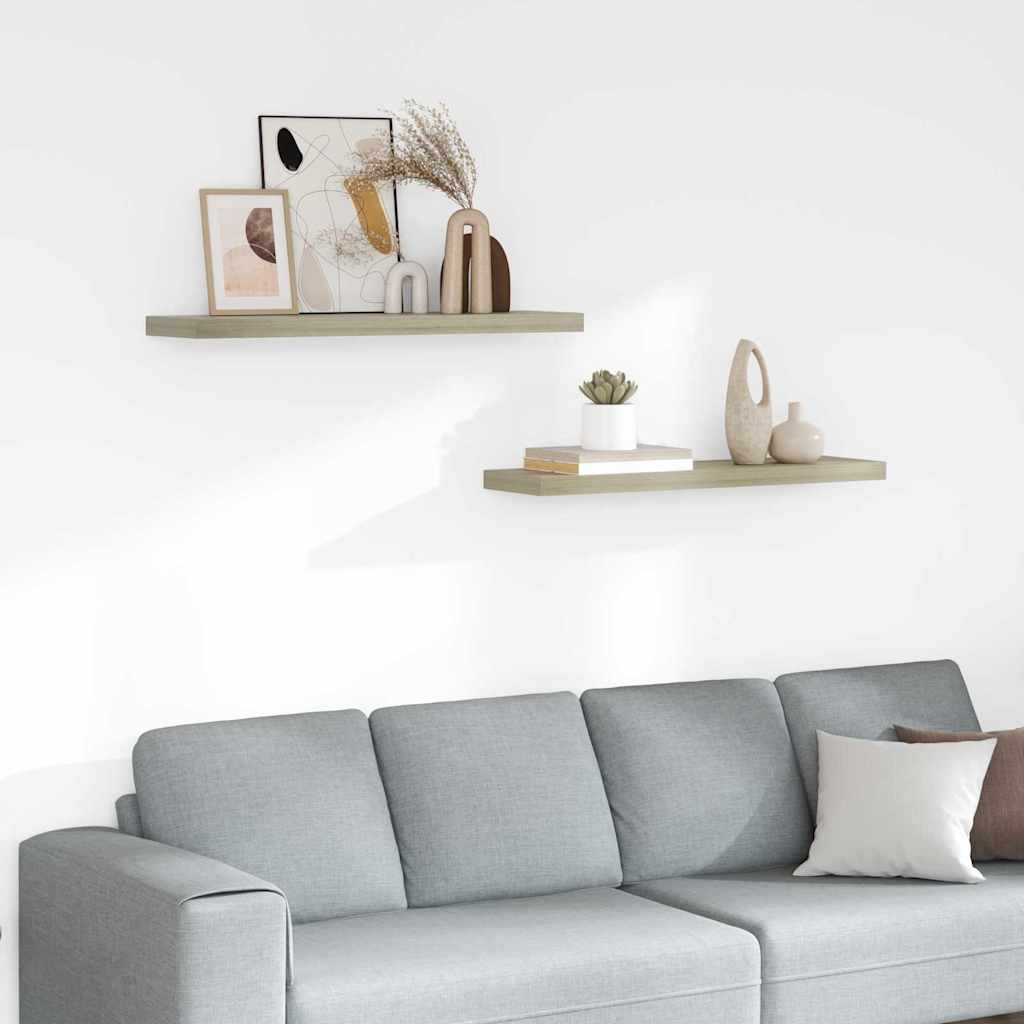 Floating Wall Shelves 2 pcs Oak 90x23,5x3,8 cm MDF