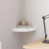 Floating Corner Shelf High Gloss White 25x25x3.8 cm MDF